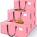 AdeaBag 12 Pack Extra Large Moving Bags, Heavy Duty Packing Bags with Zippers and Handles for Space Saving, Clothes Storage, College Essentials, Travel, Pink