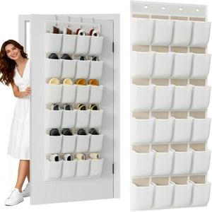 homyfort Over the Door Shoe Organizer, 24 Large Breathable Mesh Pocket,Space Saving Hanging Shoe Rack,Shoe Storage Holder for Entryway Bedroom Closet