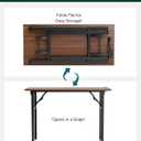 Small Folding Computer Desk – 43.3 Inch Portable Table for Craft and Study, Lightweight Desk for Small Spaces, Foldable Laptop Table Built-in AC/USB Outlets for Convenience, Dark Walnut, 43.3 x 19.7 Inch
