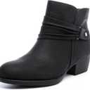 Luoika Women's Wide Width Ankle Boots - Black Brown Short Boots Block Low Heel Side Zipper Booties. (10 X-Wide, Black 715)