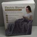 Heated Blanket Throw, Fast Heating Blanket Throw with 1/2/4/6/9/12 Hours AutoOff 8 Heat Level, 62'' x 84'' Cozy Faux Rabbit Fur Bubble Blanket, Soft Fluffy Warm Blanket(Dark Grey)