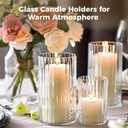 18 PCS Ribbed Hurricane Glass Candle Holders Bulk - Transparent Cylinder Candle Holders for Pillar Candles, Decorative Candle Hurricane Vases for Centerpieces Wedding Table Decorations