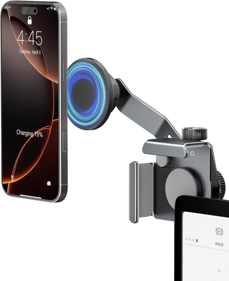 CloudValley Tesla Model Y/3 Phone Mount,Extendable Metal Holder Design for MagSafe Car Accessories for iPhone, Magnetic Mobile Phone Holders, Strong Magnet for 3/Y/S/X/Cybertruck, 2025