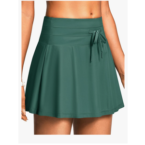 Women's High Waisted 15'' Swim Skirts Tummy Control Bathing Suit Skirt Bottoms Swimsuit with Liner Pockets , Size Medium 