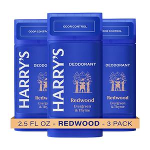 Harry's Aluminum Free Deodorant for Men - Odor Control, Redwood Scent, 2.5 Oz, 3-Pack, Men Deodorant Aluminum Free