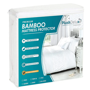 PlushDeluxe Premium Bamboo Mattress Protector – King Size, Waterproof, & Ultra Soft Breathable Noiseless Washable Bed Mattress Cover for Comfort & Protection - White