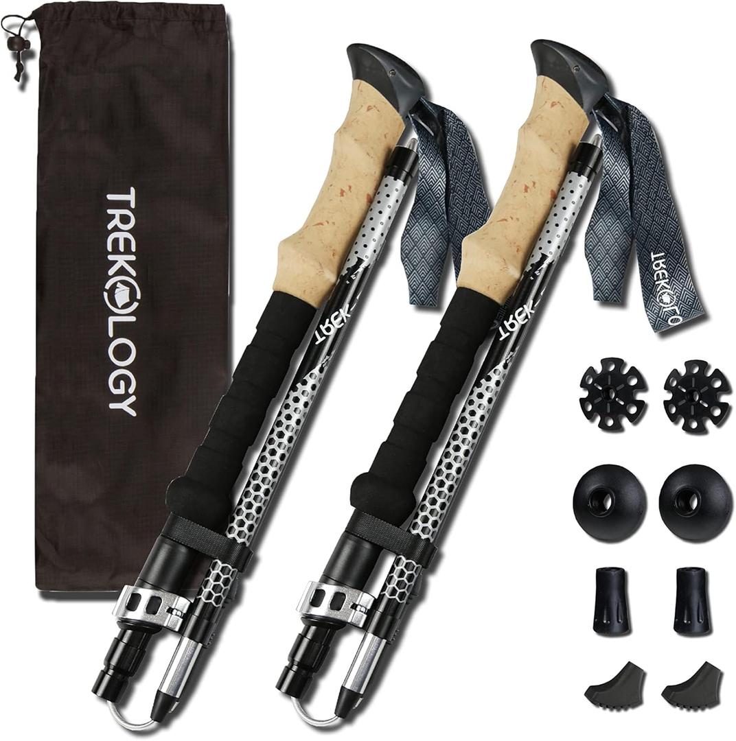 Trekology Trek-Z Collapsible Hiking & Trekking Poles - Balance Support for Seniors, Women, and Men, 2pc Per Set (100-120cm for Height: 411" to 5'10") Trekology Trek-Z Collapsible Hiking & Trekking Poles - Balance Support for Seniors, Women, and Men, 2pc Per Set (100-120cm for Height: 411" to 5'10")