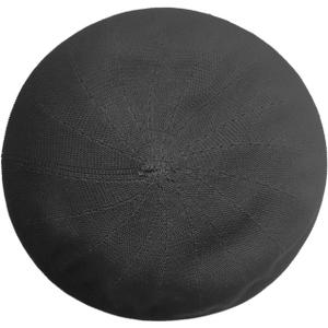 Summer French Beret Breathable Thin Beret Hat Solid Color Beanie for Women Lady (7 1/8, Black)