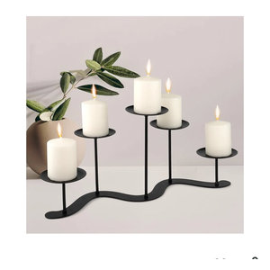 Fireplace Candle Holder for Home Decor: 17 inch Candle Stand for Indoor Dining Living Room  Black Metal Pillar Candelabra for Outdoor Wedding Party  Advent Halloween Christmas