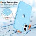 10 x Hython for iPhone 16 Case Glitter, Clear Glitter Sparkly Shiny Bling Sparkle Cute Cover, Anti-Scratch Soft TPU Thin Slim Fit Shockproof Protective Phone Cases for Women Girls, Blue Glitter