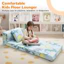 MeMoreCool Glow Dinosaur Tri-fold Sofa Bed for Kids, Foldable Futon Mattress and Chair, Convertible Floor Couch for Playroom