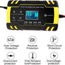 Automatic Smart Battery Charger Car 12V/24V | Pulse Repair Charger with LCD Display | Intelligent Mode Overvoltage Protection Temperature Monitoring for Car, Truck, Motorcycle, Boat, SUV, ATV