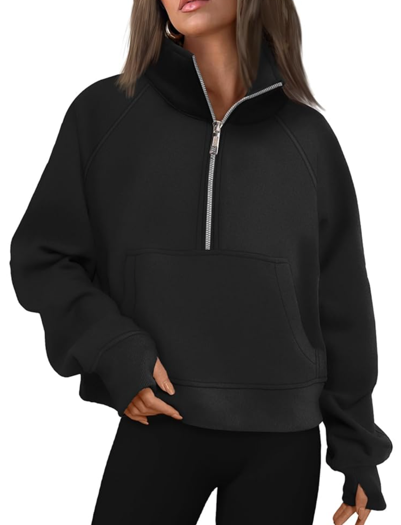 AUTOMET Womens Sweatshirts Half Zip Cropped Pullover Fleece Quarter Zipper Hoodies 2025 Fall Fashion Outfits Clothes, XS