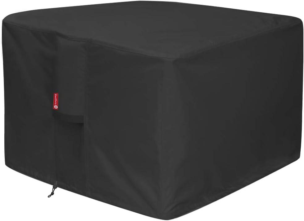 SheeChung Gas Fire Pit Cover Square-Premium Patio Outdoor Cover Heavy Duty Fabric with PVC Coating,100% Waterproof,Anti-Crack,Fits for 29,30",31",32" Fire Pit/Table Cover (32L x 32W x 24H,Black)