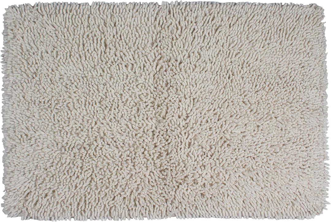 Home Weavers Shaggy Luxury Collection Bathroom Rug Soft and Water Absorbent Cotton, Machine Washable & Dry 24"x36", Ivory
