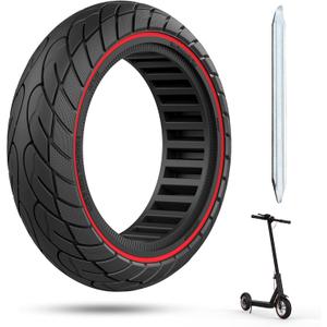 Cooryda 10x2.125 Scooter Tire, 10 inch Solid Rubber Tires Tubeless Front or Rear Replacement 10x2.125 Solid Electric Scooter Tire for Gotrax G4 Xr V2 Ninebot F25 F65 Hiboy S2 Pro 1pc Red
