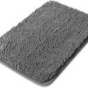 Yeaban Small Bathroom Rugs 12"x18"  Thick Chenille Bath Mats | Absorbent and Washable Bath Rug Non-Slip, Plush and Soft Rugs for Bathroom, Shower, Sink(Dark Gray)