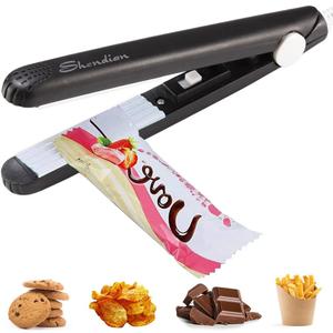 Mini Chip Bag Sealer - Portable Small Heat Sealer, Reusable Handheld Kitchen Resealer for Food Srorage,Chip, Foil Bag, Mylar Bag (Black)
