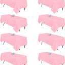 8 Pack Pink Tablecloth 60x102 Inch Rectangle Table Cloth for 6 Foot Rectangle Tables, Wrinkle Resistant Washable Polyester Fabric Rectangular Cover for Dining Banquet Wedding Party