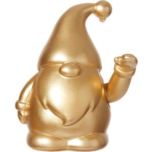 WDS WONDROUS Christmas Gnome Decor, Santa Figurine Gold Handmade Elf Waving Arm Decor for Home Office Shelf Tabletop Holiday Decoration (6.3") (set of 1)