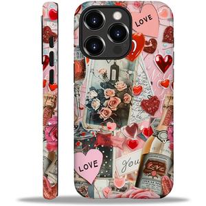 Case for iPhone 16 Pro,Romantic Love Drinking for 2 in 1 Hard Shell + Soft Silicone,Shockproof Bumper Drop Protective Case for iPhone 16 Pro