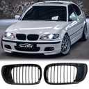 BILLDIO E46 Grille - Black Kidney Single slats Grill Compatible With 2002-2005 BMW 3 Series E46 4-Door 320i 325i 325xi 330i 330xi ABS Gloss Black Kidney Grill