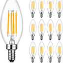 Brtstiun Dimmable E12 LED Bulb Candelabra Bulbs 40Watt Equivalent, 2700K Soft Warm White, 4W B11 Chandelier Light Bulbs, LED Candle Lamp for Bedroom, Kitchen, Ceiling Fan, 12 Pack