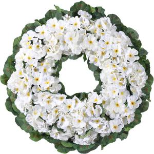 Artificial Geraniums Spring Wreaths for Front Door 17.7 Inch Spring Wreaths Door Wreaths for Outside Outdoor UV Resistant Wreaths Front Door Porch Garden Window Wall Decor Summer Fall All Season