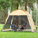 CAMPROS CP Screen House Room with 1 Side Wind/Sun Panel Canopy Tent Camping Tent Screen Shelter Gazebos for Patios Outdoor Camping Activities, 10'X10'X86in(H) - Beige