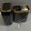 Yatmung 2-Pack - Automatic Trash Cans Touchless Motion Sensor Bathroom Trash Can - Waste Basket for Bedroom, Home Offices, Small Spaces - Compact Smart Garbage Can with Lid - Black with Gold Edge