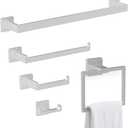 BOZWELL 5 Piece Brushed Nickel Stainless Steel Towel Bar Set, 23.6 inch Square Bathroom Hardware Accessories Set,Wall Mounted Towel Racks for Bathroom with TP