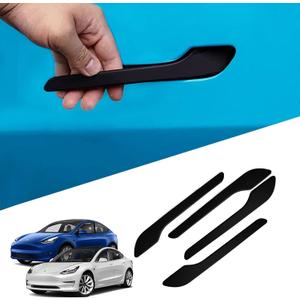 Tesla Model 3/Y Door Handle Decoration Cover 4 PCS ABS Plastic Around Scratch Guard Door Handle Protective Patch for Model 3Y2017-2023 Protection Door Handle (Matte Black)