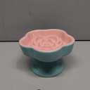 S&Q's CERAMICS Raised Slow Feeder Cat Bowl, Ceramic Elevated and Titled Glass Food Bowl Small Dogs Slow Feeder, Flower Shaped Cute Cat Dish for Dry and Wet Food (Pink, 5.8")
