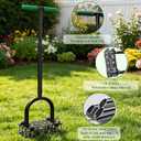 Bigwish Adjustable Lawn Aerator Tool with Rebound Spring 16 Sharp Metal Spikes Soil Aerator with Ergonomic T-Handle & Wide Foot Plate, Heavy Duty Yard Lawn Aerator for Garden Lawn Care