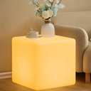 20-in LED Cube Chair, Dimmable RGB Color Changing Light Cubes w/Remote, Versatile Large LED Cube Seat, Rechargeable Light Table Waterproof Outdoor Floor Lamp, Ideal Home Garden Patio Pool Party Decor