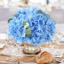 AVIVIHO 65pcs Blue Hydrangea Artificial Flowers Bulk (Not Squished, No Steaming Need) Silk Flowers with Stems Fake Flowers for Wedding Decor,Home,Baby Shower,Table Centerpieces Decoration