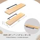 Lufia 28" Floating Shelves for Wall, Hanging Wall Shelves, Natural, 2 Pcs, 28" W x 7" D x 1.5" H