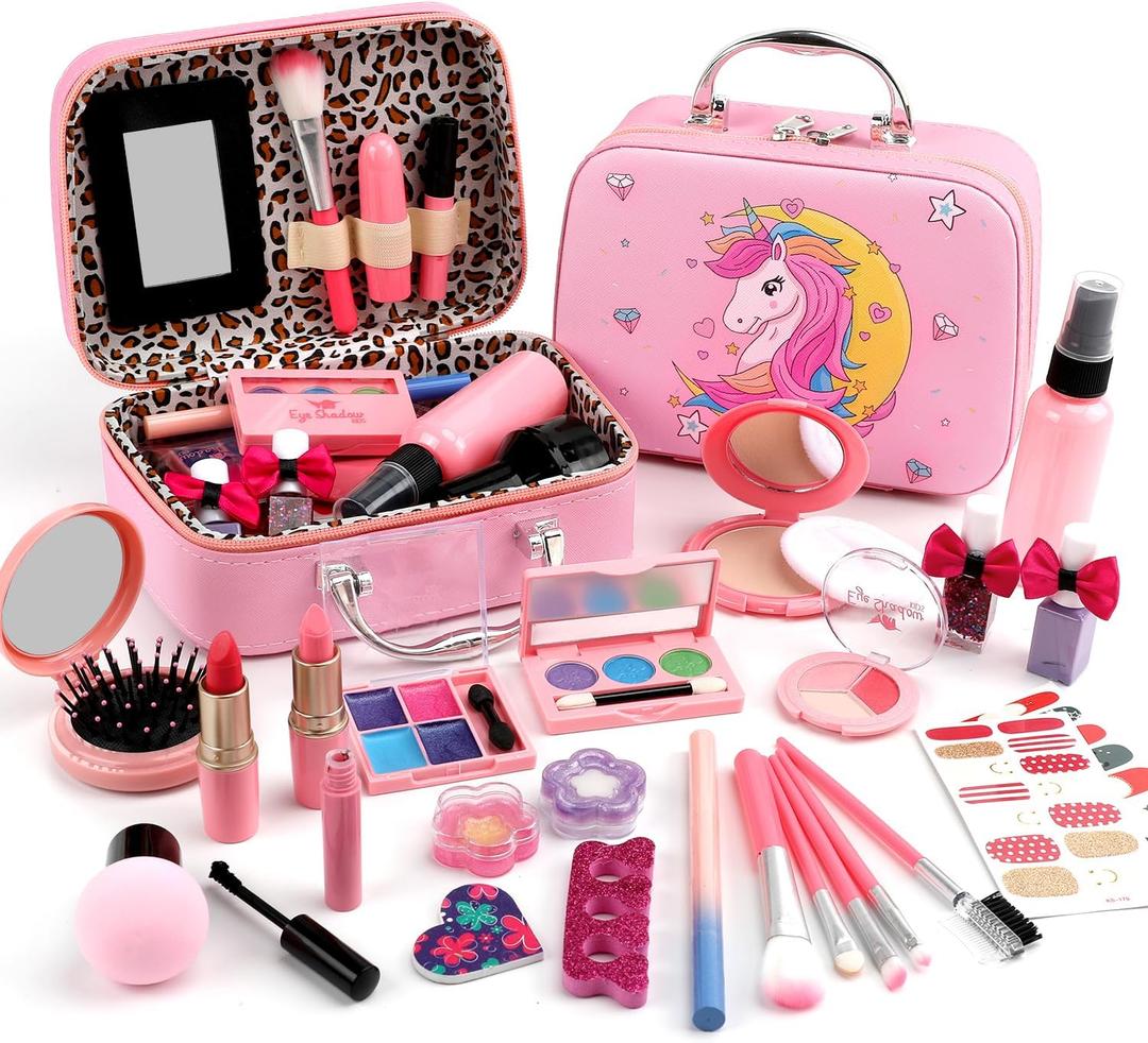 For Ideahome Washable Kids Makeup Girl Toys - Real Make Up Set for Toddler Little Girls Princess, Christmas Birthday Gift for Girls 4-12 Year Old, Small