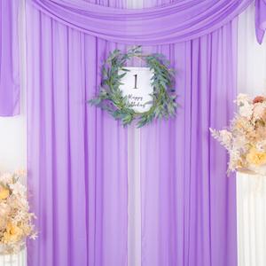 ShinyBeauty Chiffon Backdrop Curtain 2 Panels 29''x84'' Lavender Living Room Curtains Voile Sheer Curtains Light Purple Tulle Fabric Drapes Wedding Chiffon Curtain Panels Chiffon Fabric for Wedding