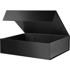 PACKHOME Large Gift Box 13.5x10x3.5 Inches, Sturdy Shirt Box with Magnetic Lid for Multiple Occasions (Glossy Black)