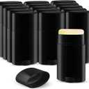 15 Pack 1.7 oz Plastic Deodorant Container,Empty Oval Twist-Up Solid Stick Tube Applicator Container for Homemade Deodorant,Shaving Soap Stick,Heel Lip Balm,Solid Lotion Bar-Top Filling,Black