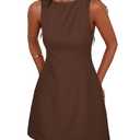 PRETTYGARDEN Womens Formal Short Dresses 2026 Summer Sleeveless Boat Neck A Line Elegant Mini Cocktail Party Dress (Brown,Medium)