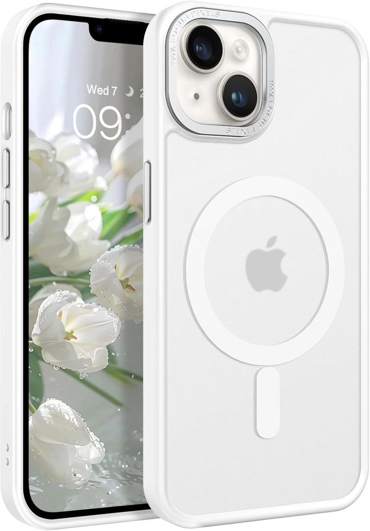 BENTOBEN Magnetic for iPhone 13 Case & iPhone 14 Case [Compatible with Magsafe] Translucent Matte Phone Case iPhone 13/14 6.1 inch Slim Thin Shockproof Women Men Protective Cover, Pure White