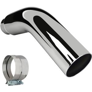 Universal 4" to 6" Exhaust Elbow Pipe with Steel Clamp - Silver Chrome or Black Painted for Car, Truck & Diesel