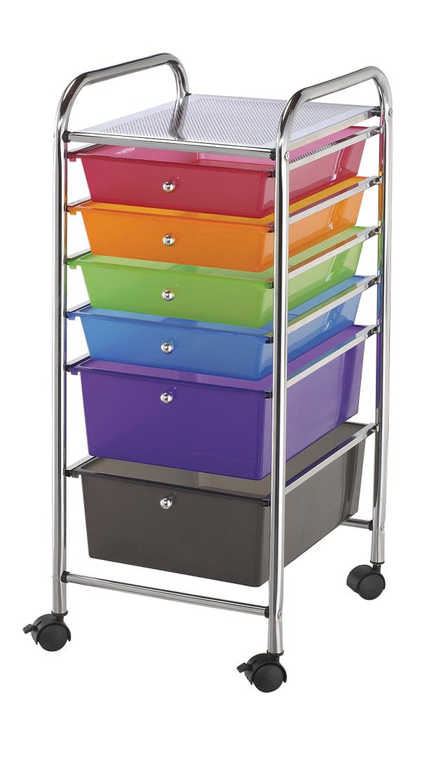 Blue Hills Studio Storage Cart w/6 Drawers: Multi-Color