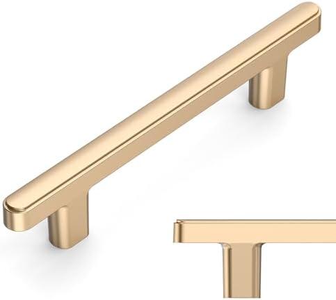 Amerdeco 10 Pack Brushed Brass Cabinet Pulls 3.75 Inch(96mm) Hole Center Drawer Pulls Cabinet Hardware Kitchen Cabinet Handles for Bathroom ZH0065