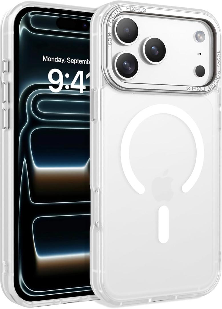 BENTOBEN Magnetic for iPhone 17 Pro Max Case 6.9" 2025, [Compatible with Magsafe] Slim Cute Matte Translucent Shockproof Drop Protective Bumper Women Men Phone Cover for iPhone 17 ProMax, Clear/White
