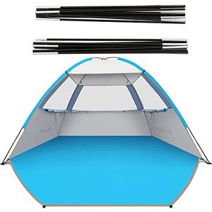 Gorich Beach Tent for 6 People + Beach Tent Poles for Replacement (6 People, Silver)