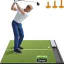 Golf Hitting Mat with Ball Tray, 5x4 / 6x4 ft, 26mm / 31mm Thick, Pro & Elite Turf with Swing Path Line, Premium Golf Practice Mat for Indoor & Outdoor Swing, Chipping, Training