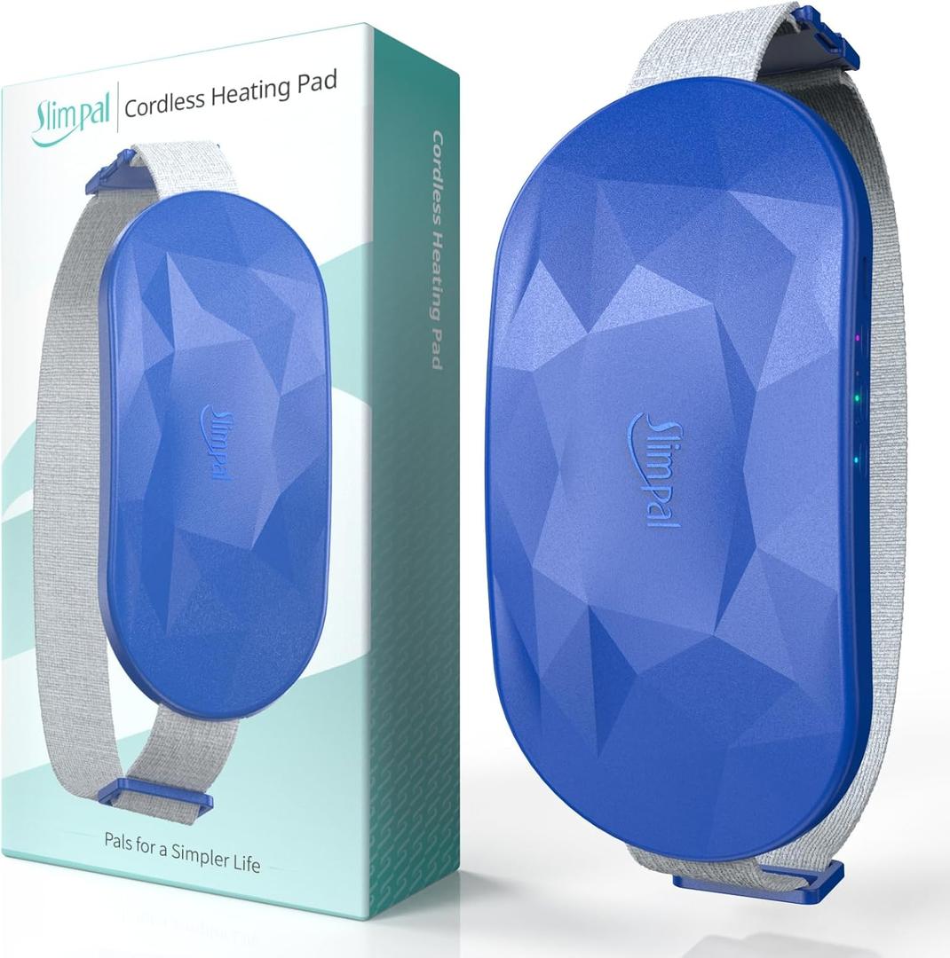Slimpal Portable Heating Pad for Period Cramps, FSA HSA Eligible, Cordless Back Belly Heat Pad for Menstrual Cramp Relief, Rechargeable Electric Heat Belt Gifts for Her Women Girl Wife, Navy (SPC026)